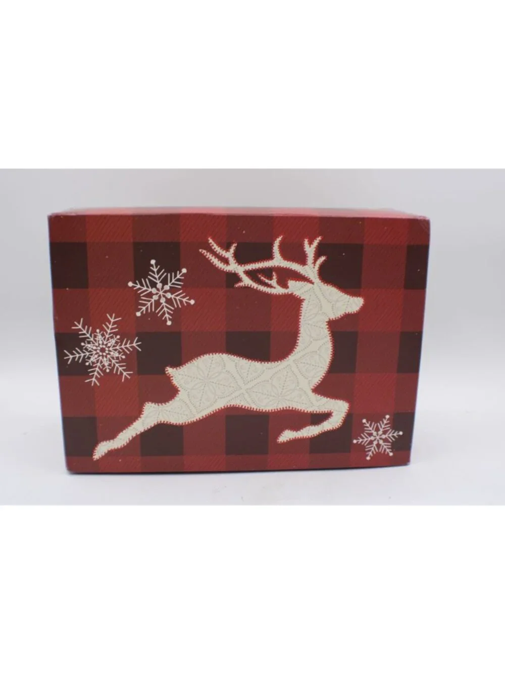 Harry and David Buffalo Plaid Reindeer Gift Box Keepsakes Gifting Holiday Empty